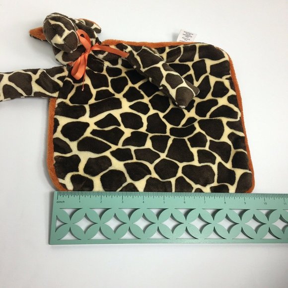 Woof & Poof Giraffe Plush Lovey Security Blanket Satin Side Brown Orange Soft - Picture 10 of 12